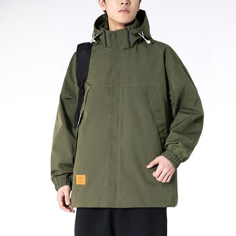 Other - 春 コーデ メンズ 用 服 シンプル ファッション オシャレ 大人 かっこいい 大きいサイズ ストリート 紳士服 ベージュ 防水 ジャケット アメリカン スタンドカラー フード付き コットン