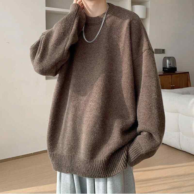 春 コーデ メンズ 用 服 シンプル ファッション オシャレ 大人 かっこいい 大きいサイズ ストリート 紳士服 アメリカン ラウンドネック セーター ヴィンテージ カップル ウェア レトロ ソリッドカラー プルオーバー