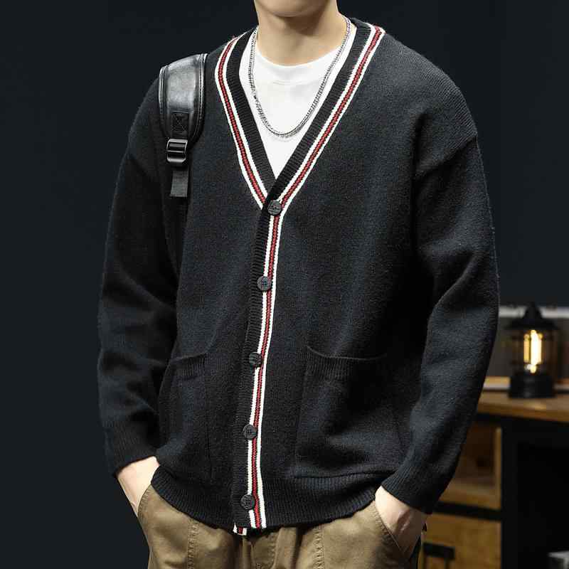 春 コーデ メンズ 用 服 シンプル ファッション オシャレ 大人 かっこいい 大きいサイズ ストリート 紳士服 ブラック グレー セーター カーディガン Vネック ジャケット