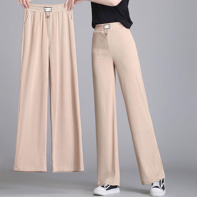 Nylon, Rayon, Polyester - 春 コーデ レディース ファッション オシャレ アイテム カワイイ コーデ シンプル きれい ナチュラル 上品カジュアル 用 パンツ レディース ハイウエスト 九分丈 ワイド レッグ 夏 薄手 ストレート カジュアル