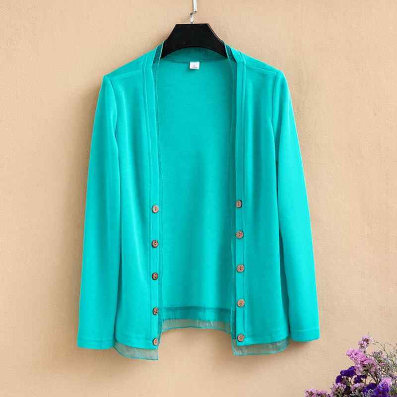 春 コーデ レディース ファッション オシャレ アイテム カワイイ コーデ シンプル きれい ナチュラル 上品カジュアル 用 夏 薄手 コート 長袖 ニット セーター 大きいサイズ カーディガン シャツ トップス(4.0)