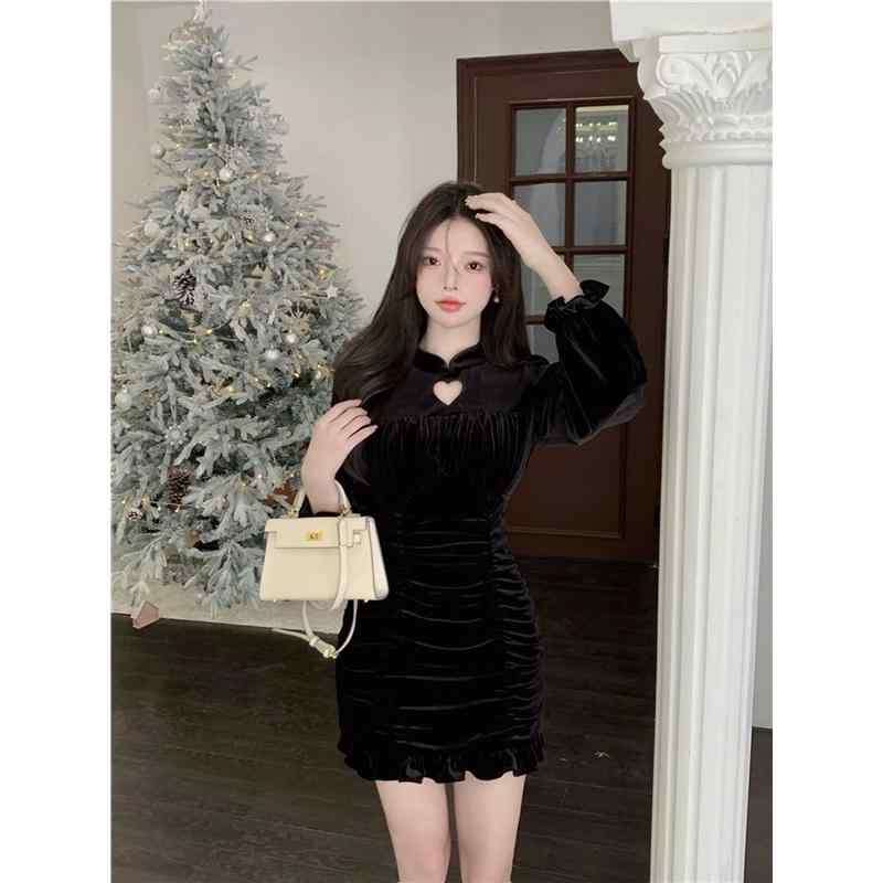 春 コーデ レディース ファッション オシャレ アイテム カワイイ コーデ シンプル きれい ナチュラル 上品カジュアル 用 ブラック ドレス プリーツ加工 ガール(4.0)