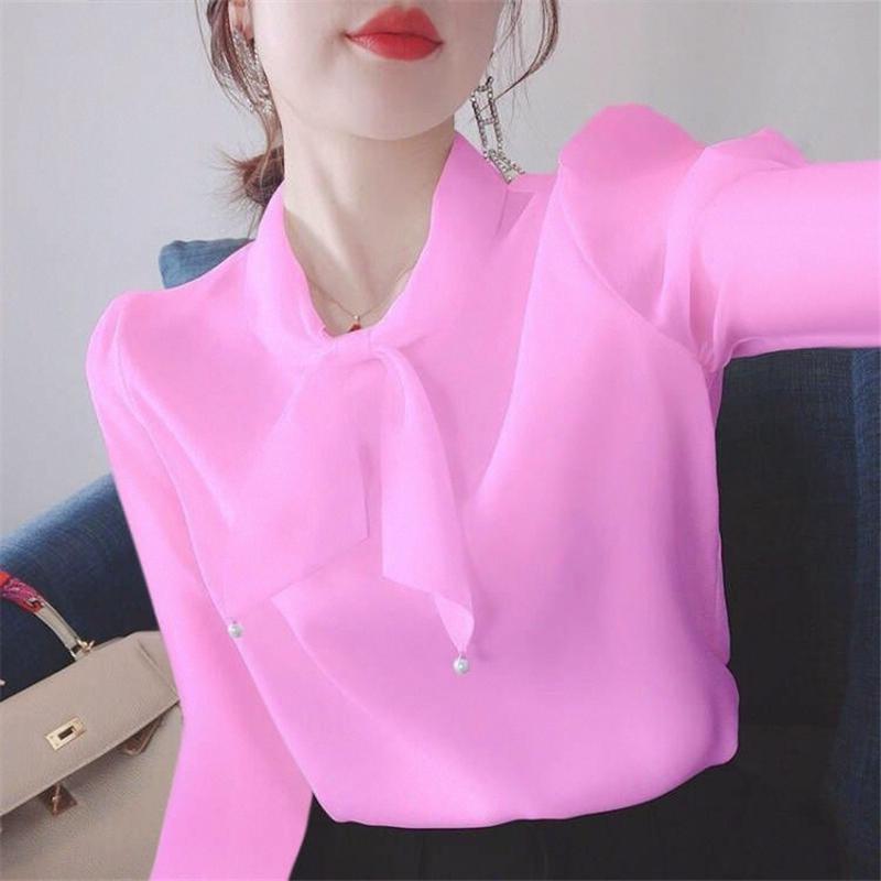 春 コーデ レディース ファッション オシャレ アイテム カワイイ コーデ シンプル きれい ナチュラル 上品カジュアル 用 服 シフォンシャツ 西洋 スタイル トップス 長袖 シャツ 韓国ファッション
