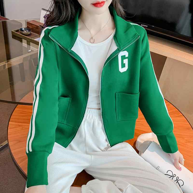 春 コーデ レディース ファッション オシャレ アイテム カワイイ コーデ シンプル きれい ナチュラル 上品カジュアル 用 グリーン トレーナー ジッパー カーディガン コート ゆったり スリム ストライプ 長袖 トップス