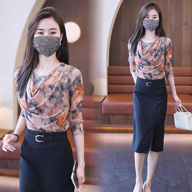 春 コーデ レディース ファッション オシャレ アイテム カワイイ コーデ シンプル きれい ナチュラル 上品カジュアル 用 春 花柄 T シャツ パイル カラー スリムフィット ゆったり 長袖 トップスレイヤリング