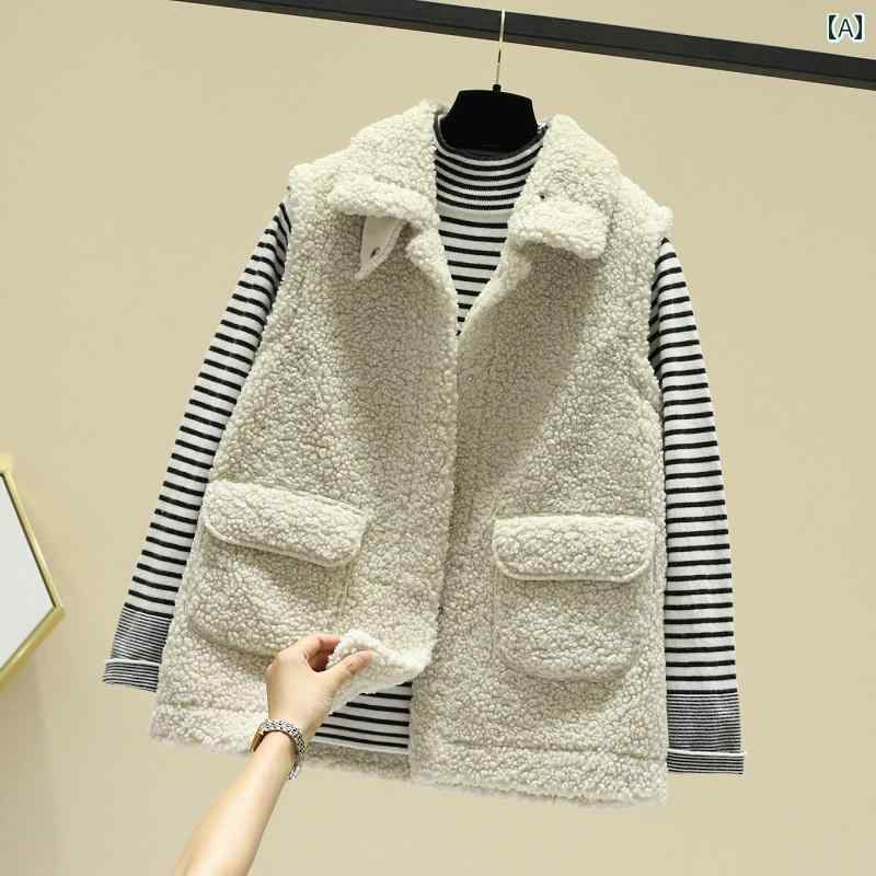 春 コーデ レディース ファッション オシャレ アイテム カワイイ コーデ シンプル きれい ナチュラル 上品カジュアル 用 ラム ヘア ベスト 韓国ファッション スタイル チョッキ トップス ファー 単品 ジャケット