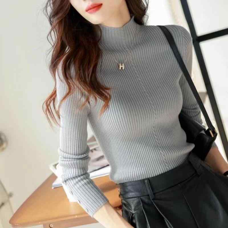 Turtleneck - 春 コーデ レディース ファッション オシャレ アイテム カワイイ コーデ シンプル きれい ナチュラル 上品カジュアル 用 ホワイト カラー 無地 スリムフィット ウール ハーフ タートルネック 長袖 セーター ニット シャツ