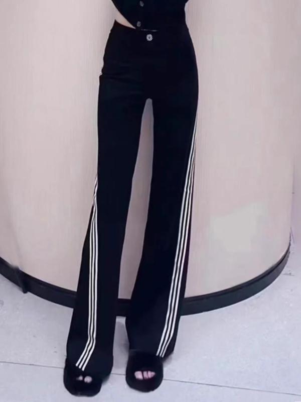 春 コーデ レディース ファッション オシャレ アイテム カワイイ コーデ シンプル きれい ナチュラル 上品カジュアル 用 ホワイト カラー スリム ミッドハイウエスト サイドストライプ カジュアル パンツ