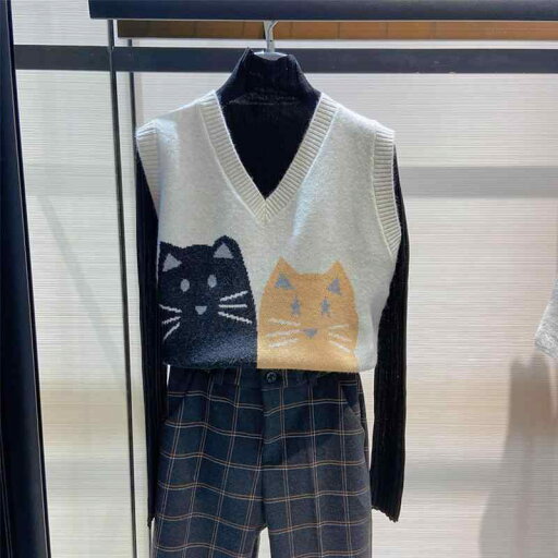 春 コーデ レディース ファッション オシャレ アイテム カワイイ コーデ シンプル きれい ナチュラル 上品カジュアル 用 ホワイト カラー ウール セーター Vネック ベスト 春 コーデ レディース ファッション オシャレ アイテム カワイイ コーデ シンプル きれい ナチュラル 上品カジュアル 用 ホワイト カラー ウール セーター Vネック ベスト