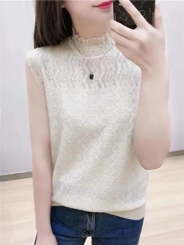 春 コーデ レディース ファッション オシャレ アイテム カワイイ コーデ シンプル きれい ナチュラル 上品カジュアル 用 夏 レース ノースリーブ トップス キャミソール シャツ