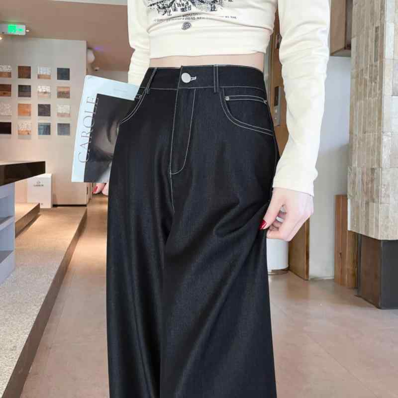 Cropped Pants - 春 コーデ レディース ファッション オシャレ アイテム カワイイ コーデ シンプル きれい ナチュラル 上品カジュアル 用 黒 テンセル ジーンズ ハイウエスト スリム ドレープ フロア レングス ワイド レッグ パンツ