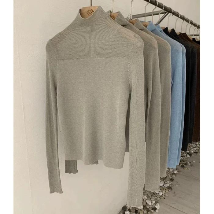 Rakuten - 春 コーデ レディース ファッション オシャレ アイテム カワイイ コーデ シンプル きれい ナチュラル 上品カジュアル 用 ハーフ タートルネック 薄型 インナー レイヤリング シャツ 春 スリムフィット 長袖 セーター