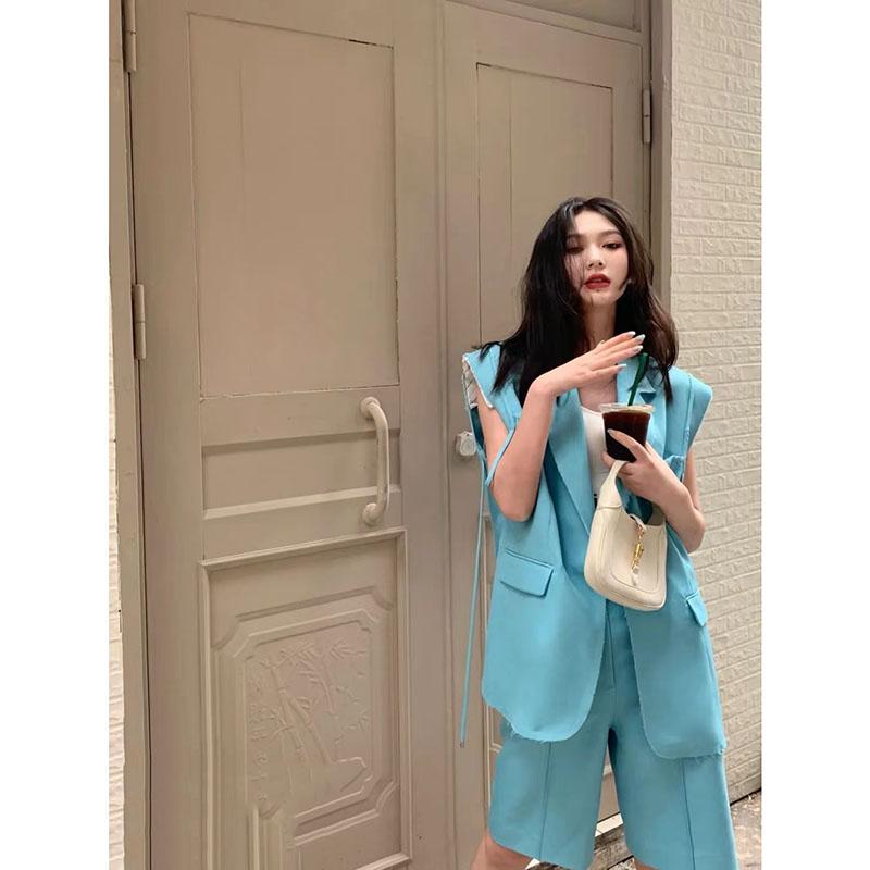春 コーデ レディース ファッション オシャレ アイテム カワイイ コーデ シンプル きれい ナチュラル 上品カジュアル 用 夏 韓国ファッション ノースリーブ スーツ ベスト ジャケット カジュアル パンツ ツーピース