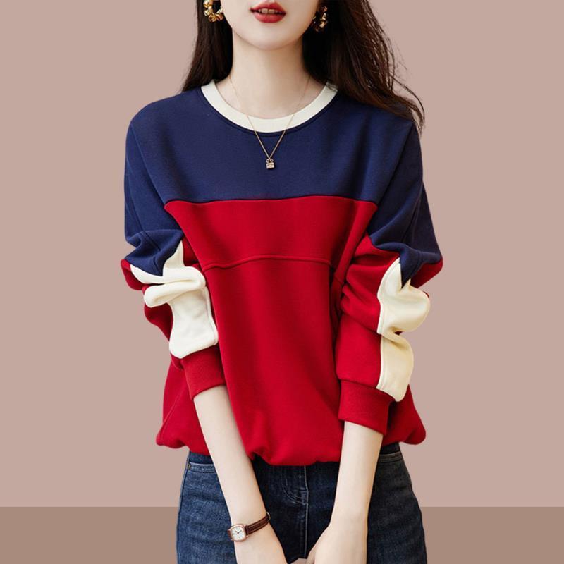 春 コーデ レディース ファッション オシャレ アイテム カワイイ コーデ シンプル きれい ナチュラル 上品カジュアル 用 ステッチ ラウンドネック スウェットシャツ 春 スリム トップス
