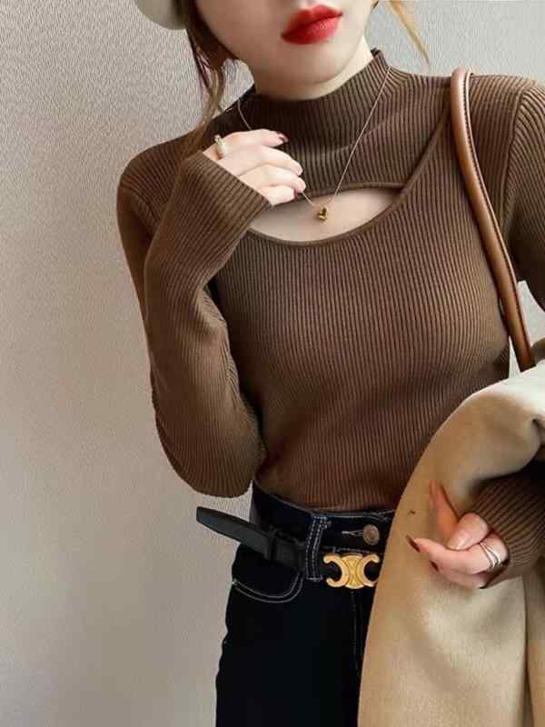 春 コーデ レディース ファッション オシャレ アイテム カワイイ コーデ シンプル きれい ナチュラル 上品カジュアル 用 春 ニット レイヤリング シャツ ウエスタン インナー ハーフ タートルネックセーター トップス