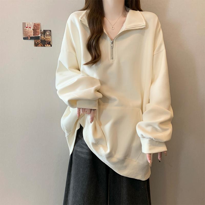 春 コーデ レディース ファッション オシャレ アイテム カワイイ コーデ シンプル きれい ナチュラル 上品カジュアル 用 大きいサイズ ハーフ ジッパー スタンドカラー セーター レディース 春 スリムトップス