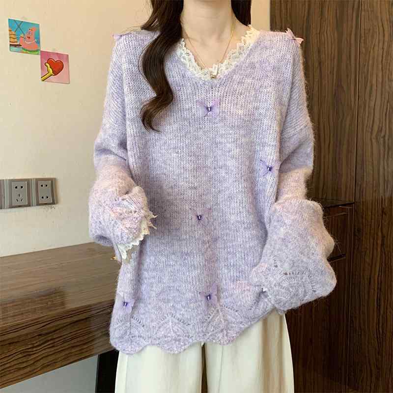 No Sleeve Knit - 春 コーデ レディース ファッション オシャレ アイテム カワイイ コーデ シンプル きれい ナチュラル 上品カジュアル 用 フレンチレース Vネック セーター レディース 春 大きいサイズ ミディアム ロング丈 レイヤリング シャツ トップス
