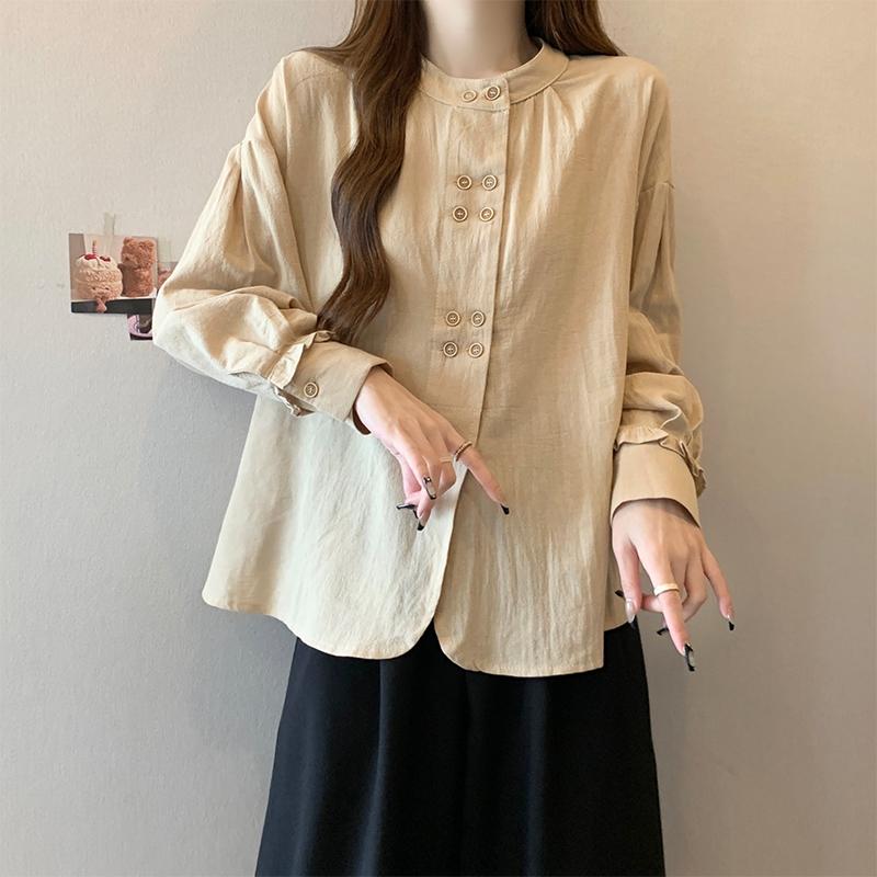 春 コーデ レディース ファッション オシャレ アイテム カワイイ コーデ シンプル きれい ナチュラル 上品カジュアル 用 大きいサイズ ラウンドネック ホワイト シャツ 夏 ゆったり レトロ スタイル カーディガン