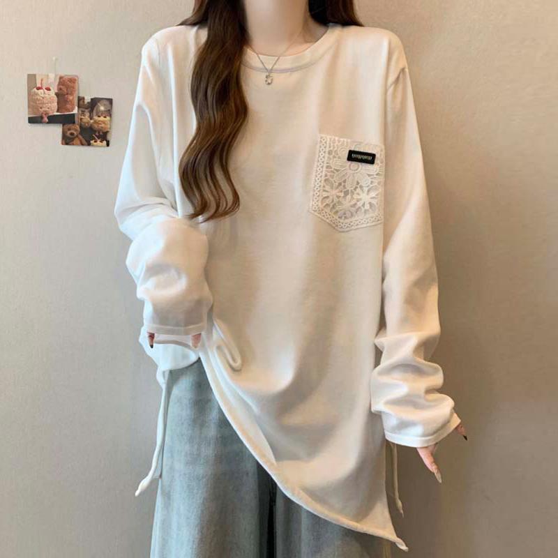 春 コーデ レディース ファッション オシャレ アイテム カワイイ コーデ シンプル きれい ナチュラル 上品カジュアル 用 大きいサイズ ラウンドネック ドロップ ショルダー スリーブ T シャツ レディース 春 ゆったり スリムトップス