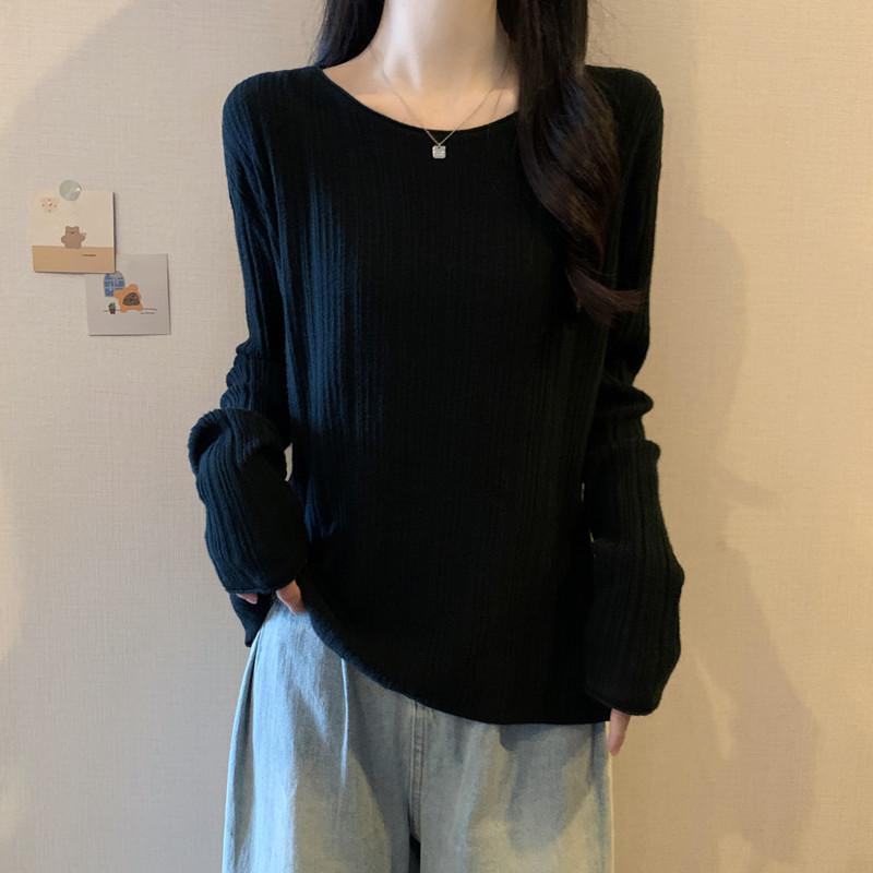 春 コーデ レディース ファッション オシャレ アイテム カワイイ コーデ シンプル きれい ナチュラル 上品カジュアル 用 大きいサイズ 丸首 無地 ニット セーター 春 薄手 ゆったり シンプル ストレート ショルダー スリムトップス