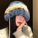春 コーデ レディース ファッション オシャレ アイテム カワイイ コーデ シンプル きれいめ ナチュラル 上品カジュアル 女性用 婦人服 ブルー ウサギ ファー 帽子 秋 手 ニット フィッシャーマン ハット 暖かい 防寒