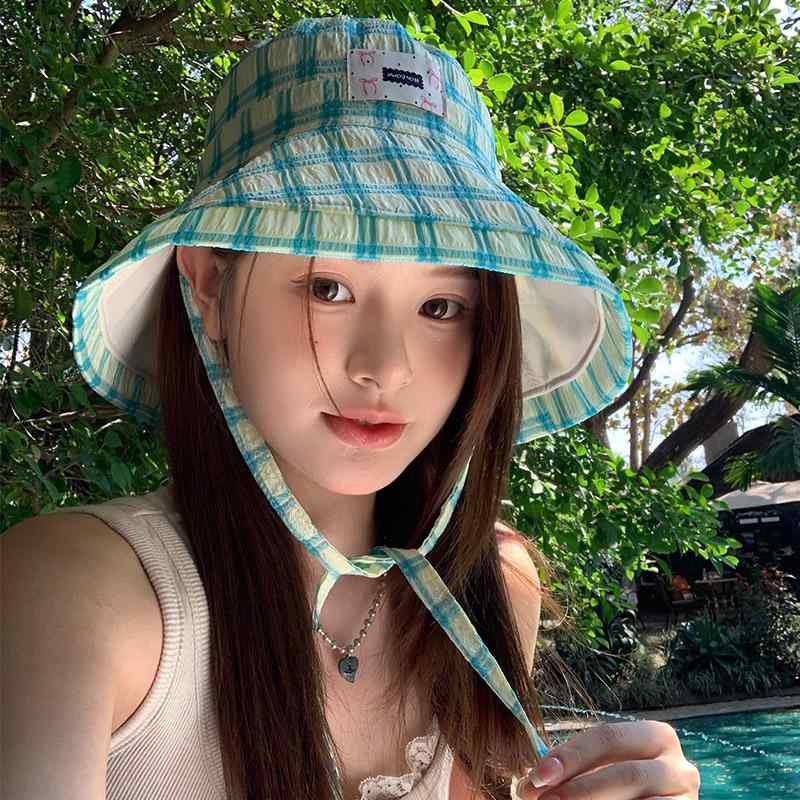 春 コーデ レディース ファッション オシャレ アイテム カワイイ コーデ シンプル きれいめ ナチュラル 上品カジュアル 女性用 婦人服 グリーン チェック柄 フィッシャーマン ハット かわいい 快適 つば広 帽子 サンハット