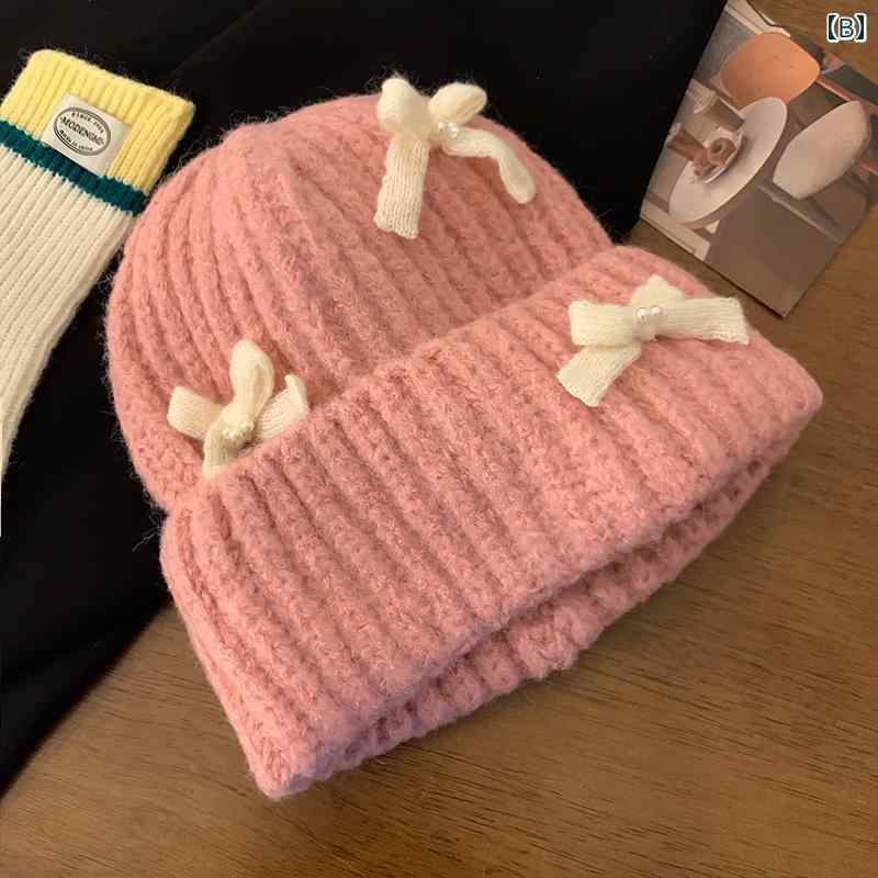 春 コーデ レディース ファッション オシャレ アイテム カワイイ コーデ シンプル きれいめ ナチュラル 上品カジュアル 女性用 婦人服 韓国ファッション リボン ブルー ニット 帽子 小顔効果 暖かい ウール 帽子 耳保護 防寒