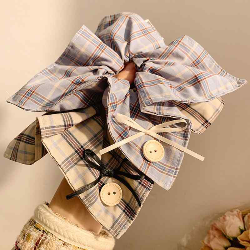 ハイエンドロー アクセサリー バンド 韓国ファッション 青 チェック柄 リボン バンド