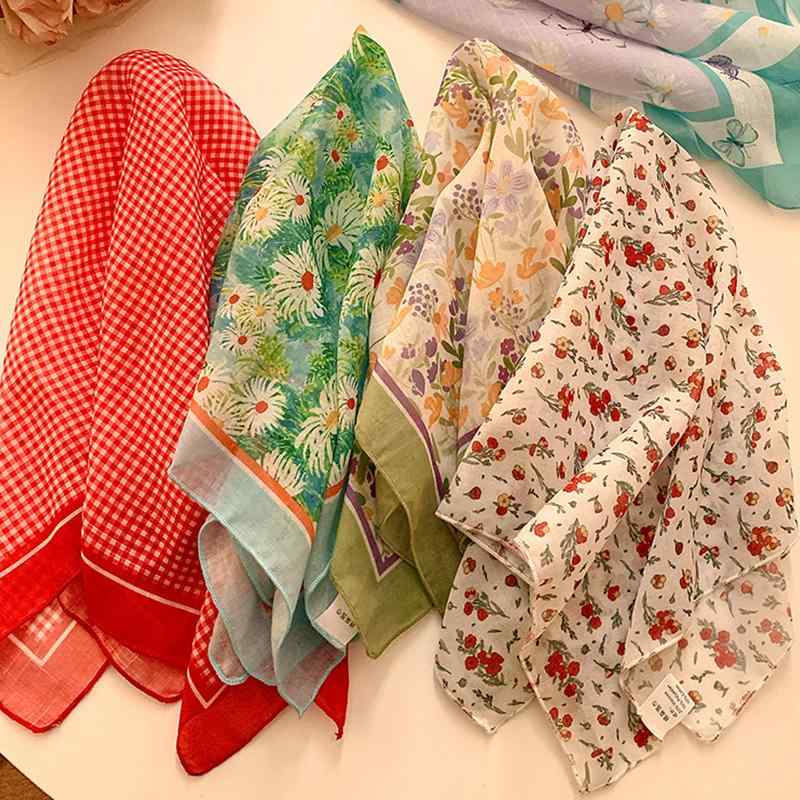 フレンチ フレッシュ 花柄 ヘッド スカーフ 海辺 旅行 ファッション 夏 薄手形