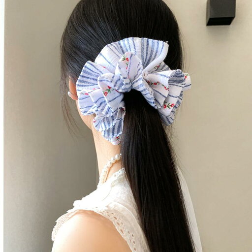 ブルー ストライプ 花柄 バンド ハイエンド ヘッド アクセサリー 春 ブルー ストライプ 花柄 バンド ハイエンド ヘッド アクセサリー 春