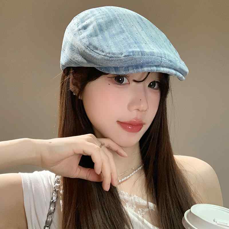 春 コーデ レディース ファッション オシャレ アイテム カワイイ コーデ シンプル きれいめ ナチュラル 上品カジュアル 女性用 婦人服 ウォッシュド グラデーション デニム フォワード ハット 夏 レトロ ベレー リバース キャスケット