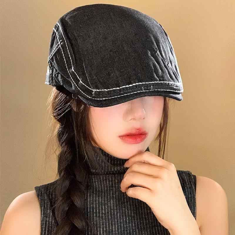 春 コーデ レディース ファッション オシャレ アイテム カワイイ コーデ シンプル きれいめ ナチュラル 上品カジュアル 女性用 婦人服 レトロ 黒 デニム フォワード ハット 秋　冬 快適 ベレー 帽子