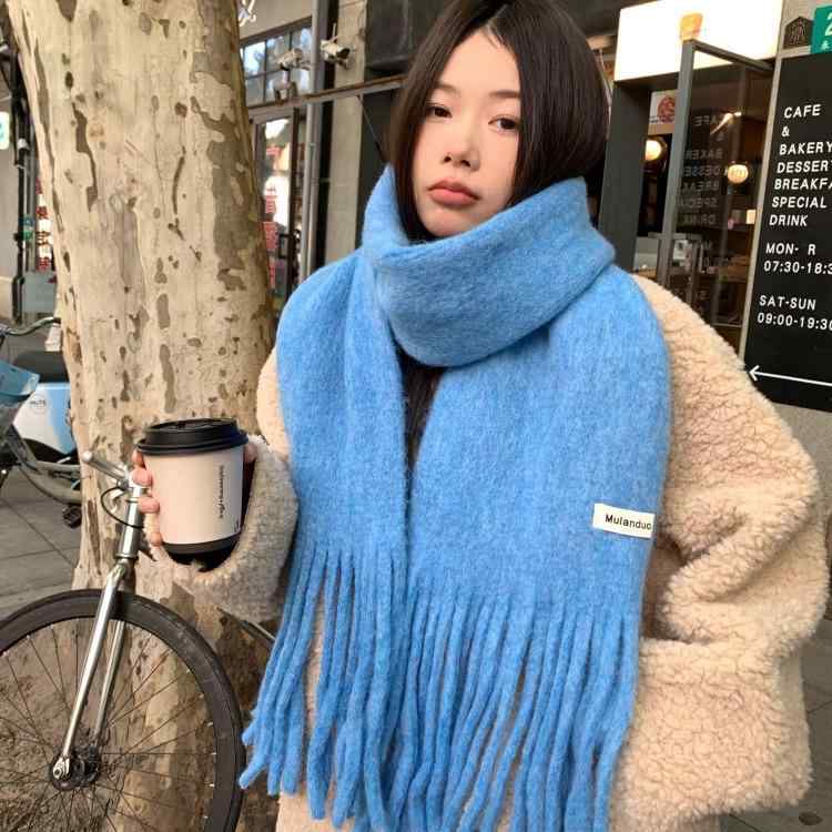春 コーデ レディース ファッション オシャレ アイテム カワイイ コーデ シンプル きれいめ ナチュラル 上品カジュアル 女性用 婦人服 ウール混紡 ロング タッセル 厚手 暖かい スカーフ ネック ショール