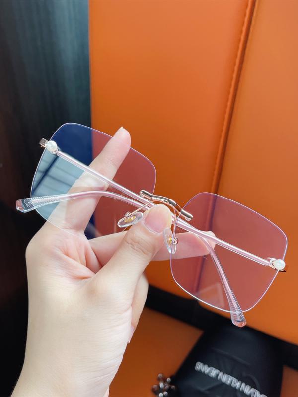 Other - 春 コーデ レディース ファッション オシャレ アイテム カワイイ コーデ シンプル きれいめ ナチュラル 上品カジュアル 女性用 婦人服 プレーン メイク ブルー ライト カット フラット メガネ フレームレス 透明 レンズ