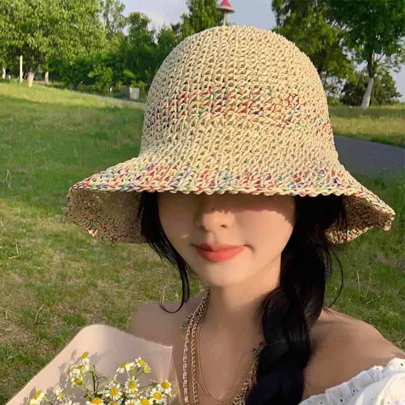 春 コーデ レディース ファッション オシャレ アイテム カワイイ コーデ シンプル きれいめ ナチュラル 上品カジュアル 女性用 婦人服 麦わら バケット ハット 通気性 つば有り 海辺 帽子