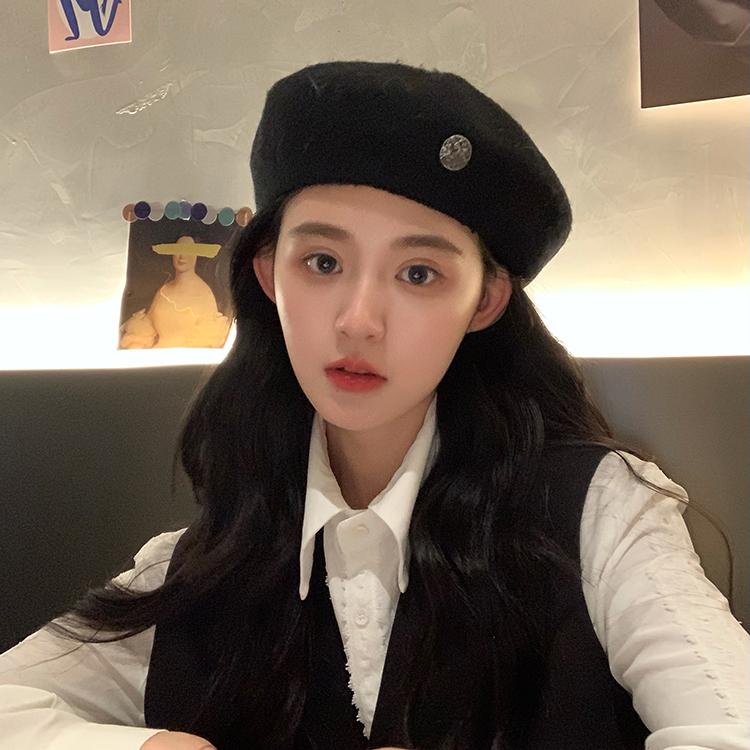 春 コーデ レディース ファッション オシャレ アイテム カワイイ コーデ シンプル きれいめ ナチュラル 上品カジュアル 女性用 婦人服 レトロ メタル ラベル ウール ベレー 帽子 秋 ウェア ファッション ペインター ハット