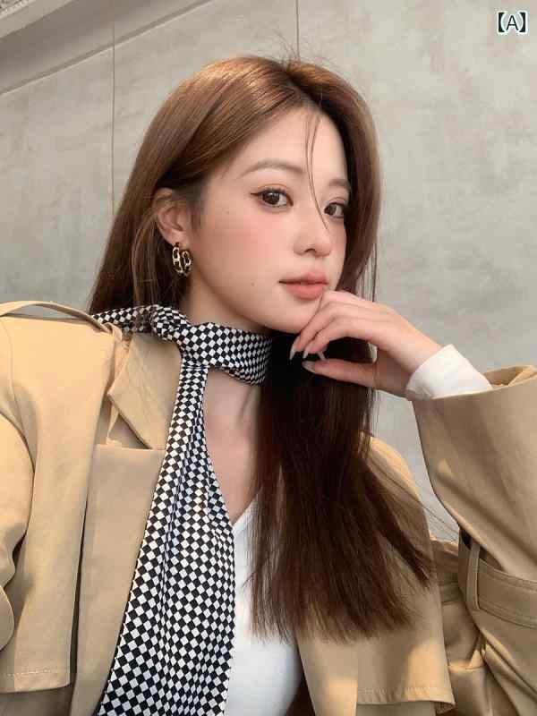 春 コーデ レディース ファッション オシャレ アイテム カワイイ コーデ シンプル きれいめ ナチュラル 上品カジュアル 女性用 婦人服 衣装 首 ストラップ スカーフ ドット ロング タイ リボン 夏 海辺