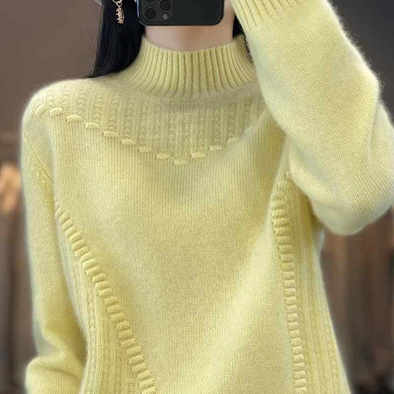 乐天商城 - 春 コーデ レディース ファッション オシャレ カワイイ シンプル きれいめ ナチュラル 上品カジュアル 婦人服 ハーフ タートルネック ウール セーター 防寒 ゆったり 長袖 ニット ベース レイヤー