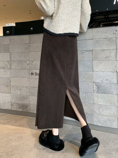 春 コーデ レディース ファッション オシャレ カワイイ シンプル きれいめ ナチュラル 上品カジュアル 婦人服 クラシック ブラウン コーデュロイスカート ミドル丈 ストレッチ ハイウエスト スリット 厚手 カバー ロング スカート 春 コーデ レディース ファッション オシャレ カワイイ シンプル きれいめ ナチュラル 上品カジュアル 婦人服 クラシック ブラウン コーデュロイスカート ミドル丈 ストレッチ ハイウエスト スリット 厚手 カバー ロング スカート