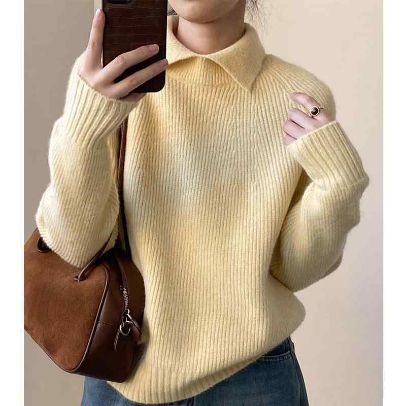 春 コーデ レディース ファッション オシャレ カワイイ シンプル きれいめ ナチュラル 上品カジュアル 婦人服 セーター プルオーバー ゆったり 厚手 ニット 長袖 トップス