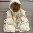 春 コーデ レディース ファッション オシャレ カワイイ シンプル きれいめ ナチュラル 上品カジュアル 婦人服 ダウン コットン ベスト アウター 防寒 厚手 フード付き