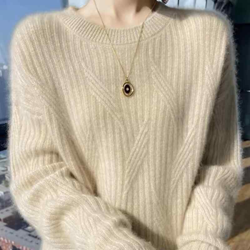 Other - 春 コーデ レディース ファッション オシャレ カワイイ シンプル きれいめ ナチュラル 上品カジュアル 婦人服 スタイリッシュ ジャカード 厚手 ラウンドネック セーター ニット レイヤリング シャツ トップス