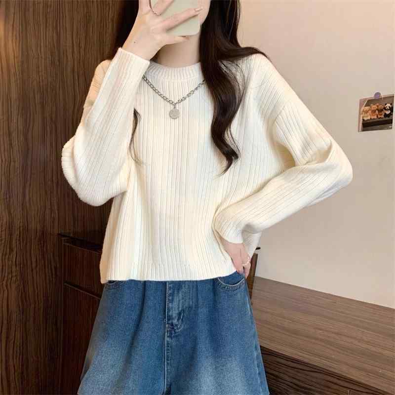 春 コーデ レディース ファッション オシャレ カワイイ シンプル きれいめ ナチュラル 上品カジュアル 婦人服 ゆったり 柔らかい プルオーバー 厚手 セーター 大きいサイズ スリミング シャツ
