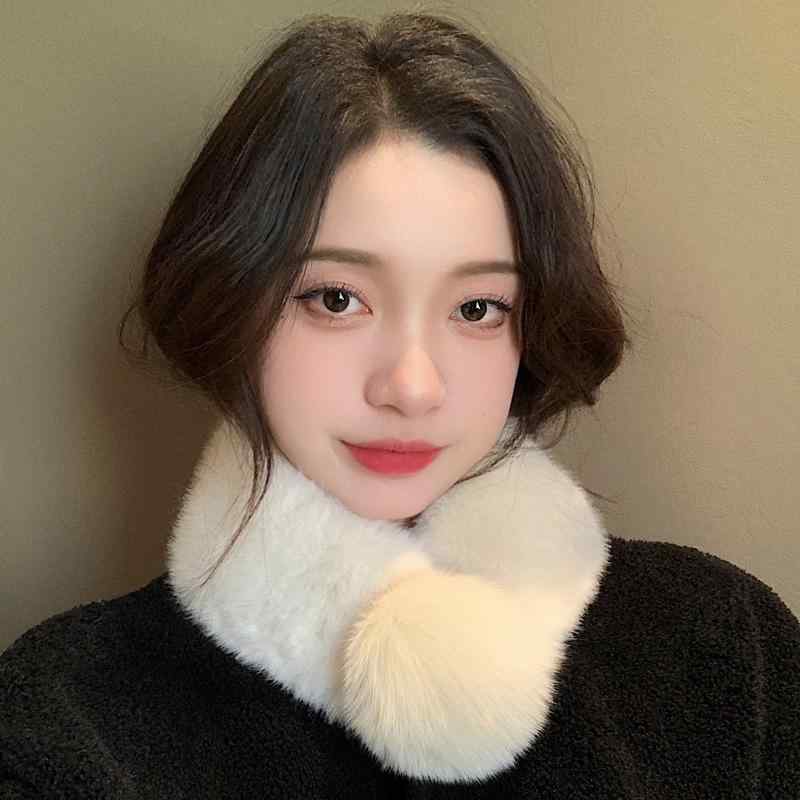 春 コーデ レディース ファッション オシャレ カワイイ シンプル きれいめ ナチュラル 上品カジュアル 婦人服 ファー レックス ウサギ ファー 防寒 ネック スカーフ