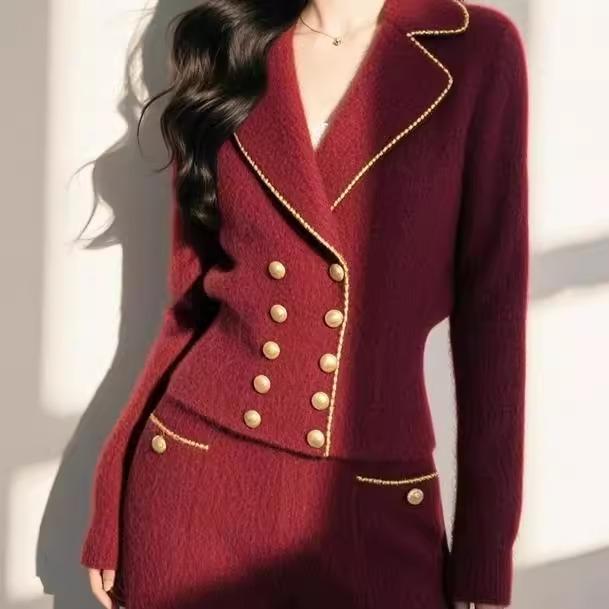 春 コーデ レディース ファッション オシャレ カワイイ シンプル きれいめ ナチュラル 上品カジュアル 婦人服 カジュアル パンツ スーツ ハロウィン アンコラ レッド 衣装 ダブルブレスト セーター ジャケット