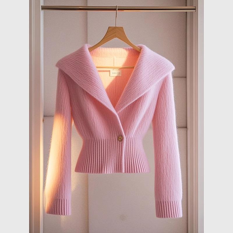春 コーデ レディース ファッション オシャレ カワイイ シンプル きれいめ ナチュラル 上品カジュアル 婦人服 ピンク セーター トップス ハイエンド ウエスト ジャケット