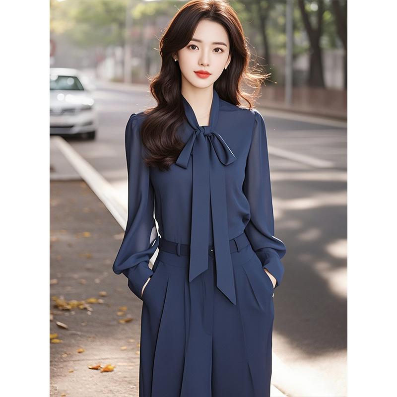 Other - 春 コーデ レディース ファッション オシャレ カワイイ シンプル きれいめ ナチュラル 上品カジュアル 婦人服 ハイエンド 服 軽 ハイエンド 青 シャツ スーツ パンツ