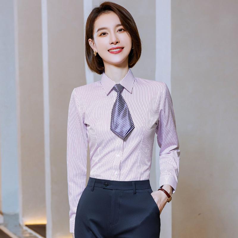 Other - 春 コーデ レディース ファッション オシャレ カワイイ シンプル きれいめ ナチュラル 上品カジュアル 婦人服 フォーマル ストライプ 長袖 シャツ ビジネス ウェア 不動産 ホテル ユニフォーム