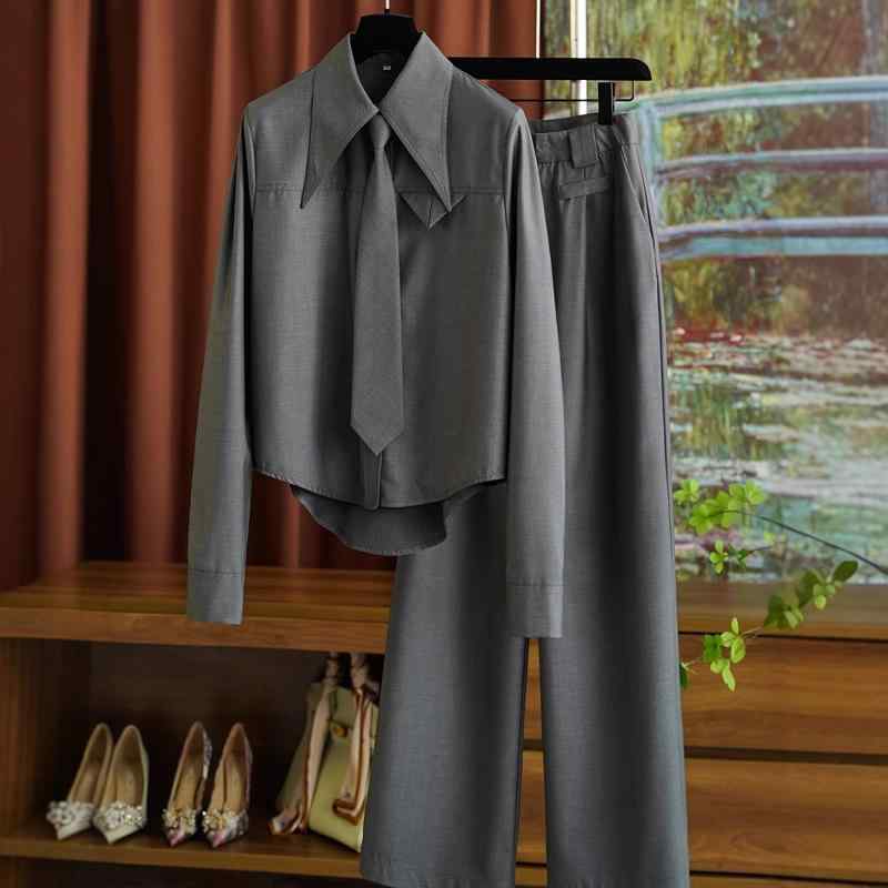 春 コーデ レディース ファッション オシャレ カワイイ シンプル きれいめ ナチュラル 上品カジュアル 婦人服 ハイエンド シンプル クールスタイル スリム ストレート シャツ スーツ パンツ