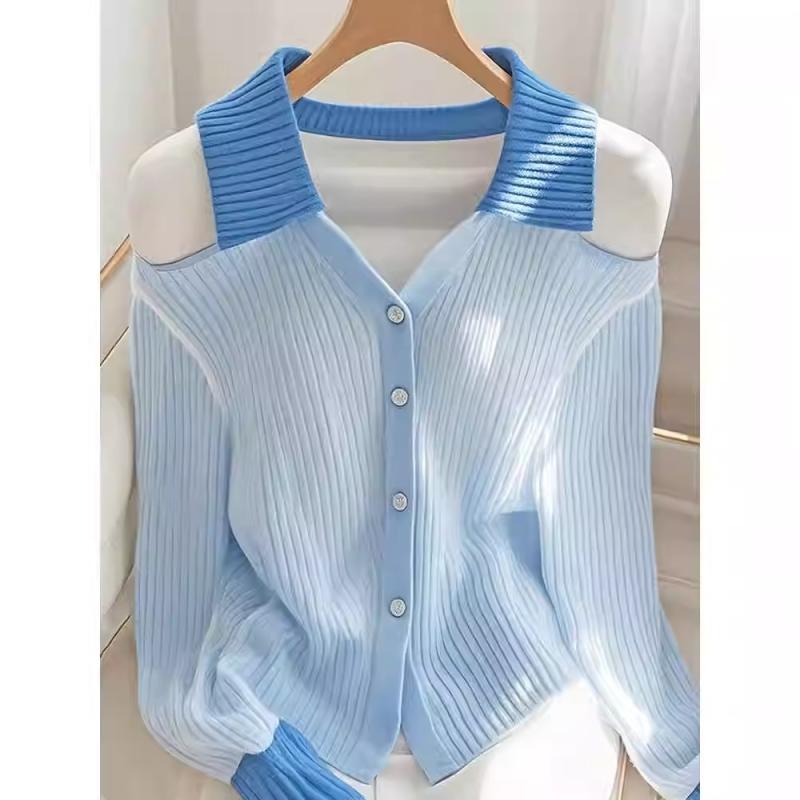 Rakuten - 春 コーデ レディース ファッション オシャレ カワイイ シンプル きれいめ ナチュラル 上品カジュアル 婦人服 ニット セーター シック スウェットシャツ ブルー トップス
